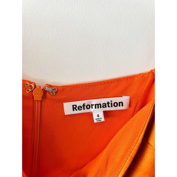 Reformation Ocean Dress Size 4 Orange Sweetheart-Neck Woven Mini Slip Dress - Picture 8 of 15